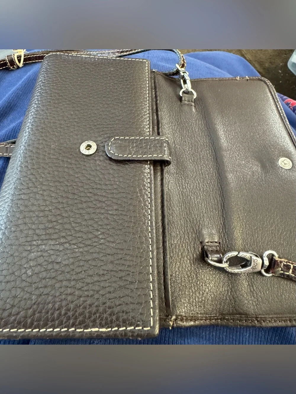 Brighton Women’s Brown Leather Wallet lwith Decorative Silver Chain